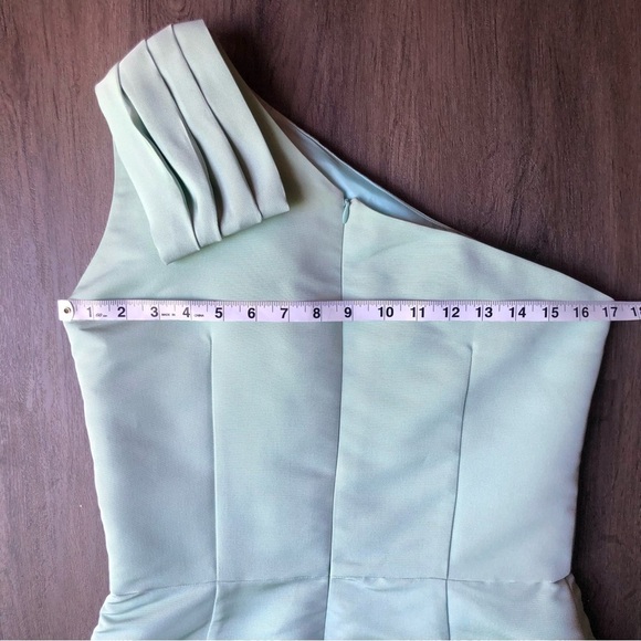 Alexia María Blair Bow Silk Mini Dress Mint Size 10 One Shoulder Formal Special - Picture 11 of 14
